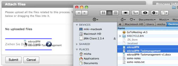 dms integration: dropping two files bpm dms integration: example of dropping multiple files